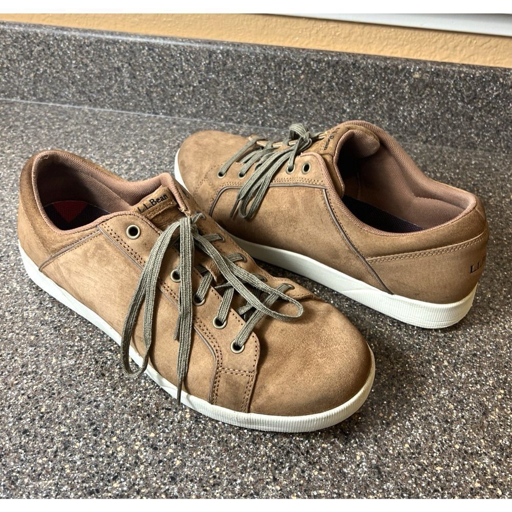 L.L. Bean Nubuck Comfort Casual Sneaker Shoes Mens Sz 13M Tan Oxford Lace Up Low